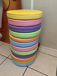 Lot de 12 galettes d'assise ENFANT rondes 35cm x 5cm mousse  